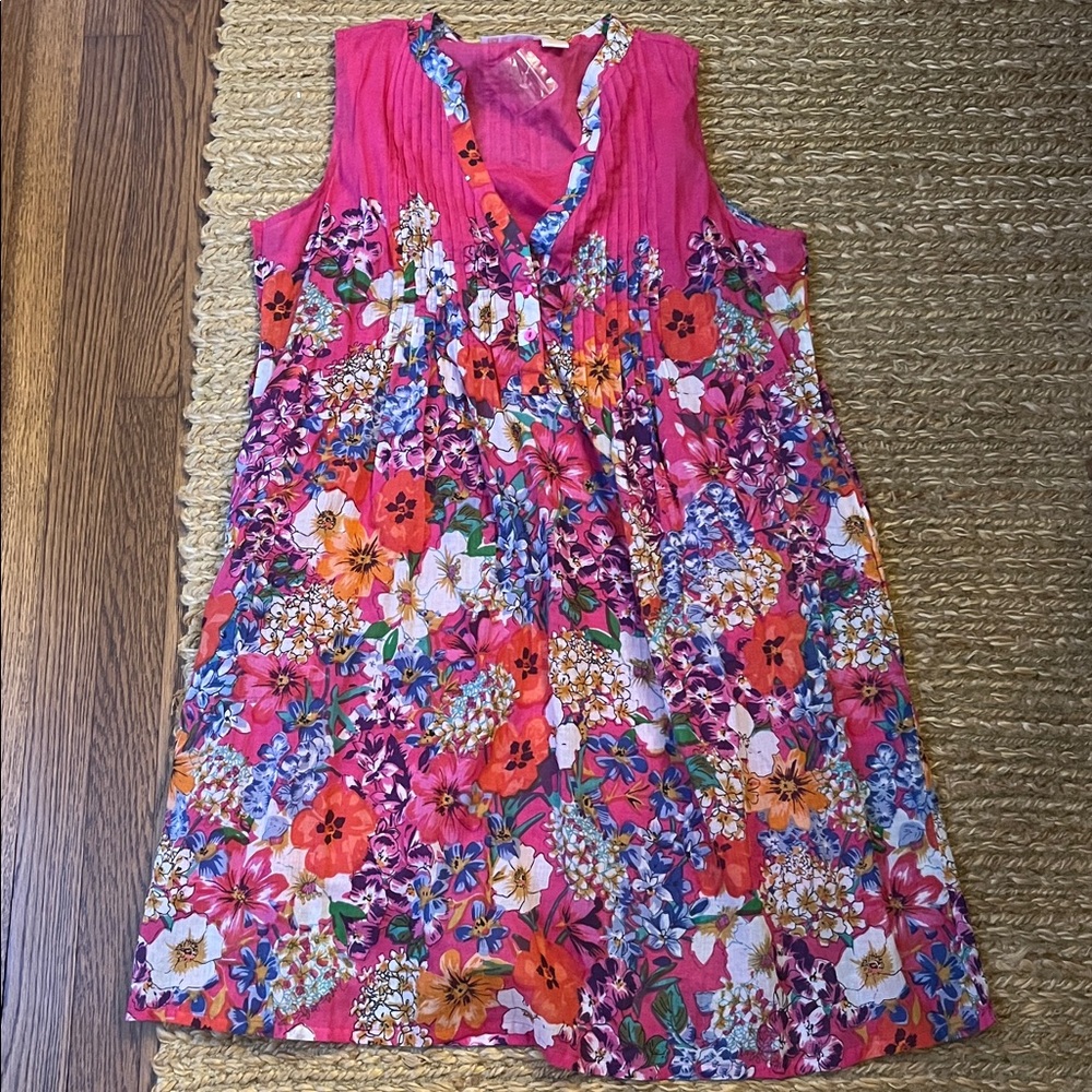 La Cera Floral Sleeveless Cotton Dress